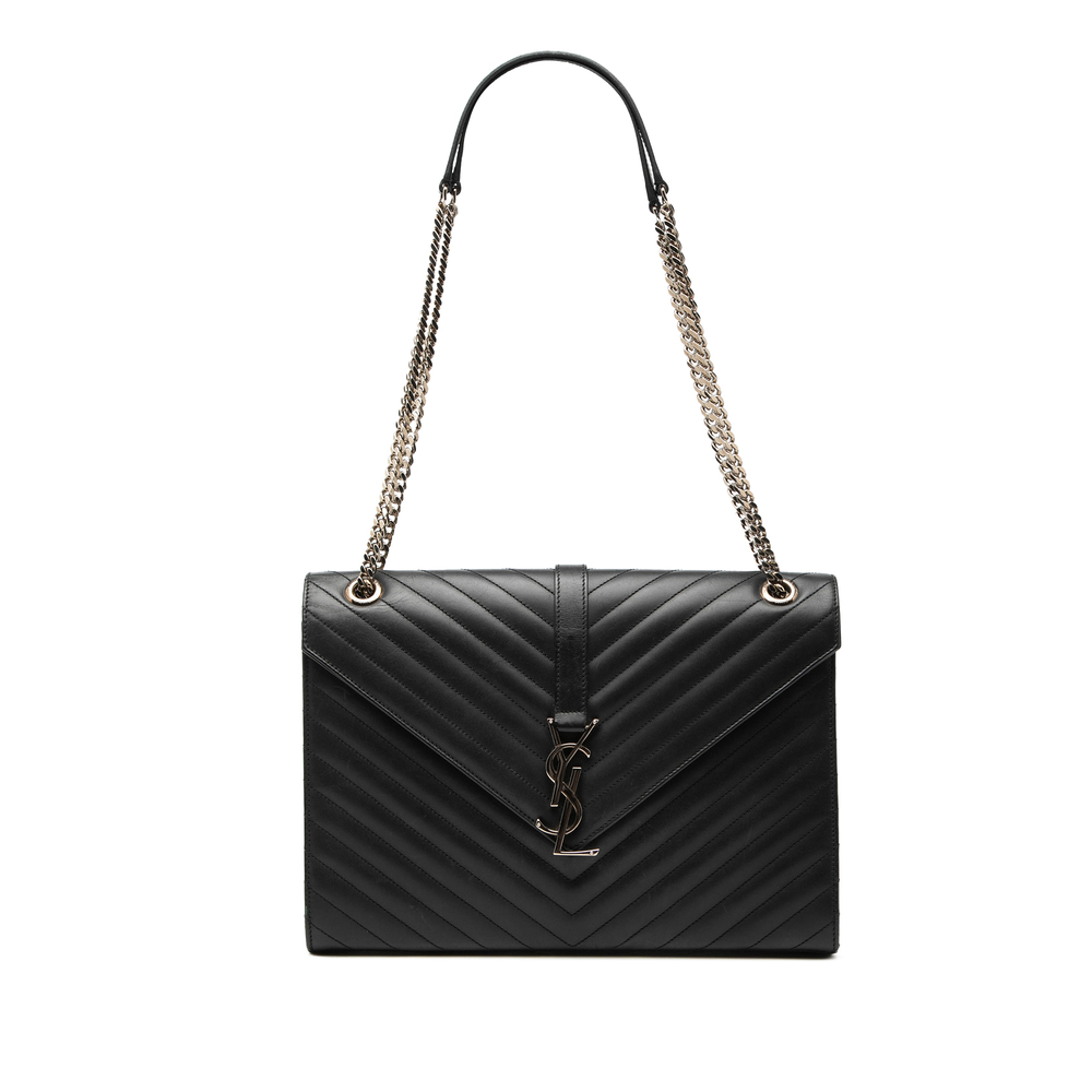 Pre-Loved Saint Laurent Large Calfskin Chevron Monogram Envelope Bag - Picture 1 of 7